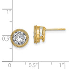 FJC Finejewelers 14 kt Yellow Gold Stud Round Beaded Bezel G H I True Light Moissanite Earrings 8 x 8 mm