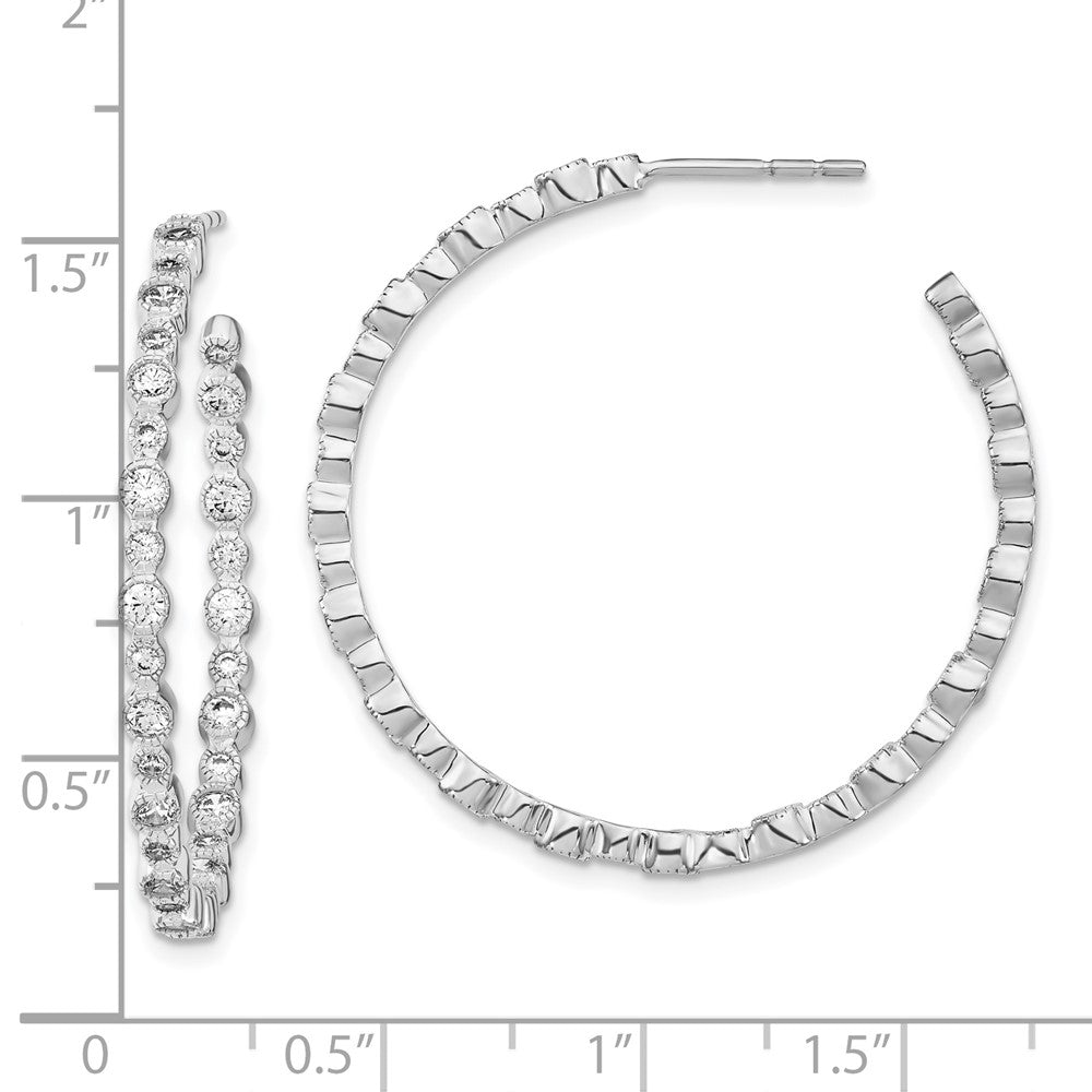 FJC Finejewelers 14 kt White Gold Lab Grown Diamonds Circle Bezel Hoop Post Earri 34 x 34 mm