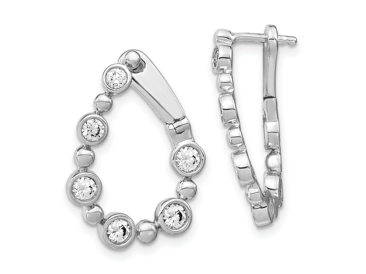 FJC Finejewelers 14 kt White Gold Lab Grown Diamonds Circle Bezel Twist Hoop Earrings 21 x 16 mm
