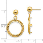 FJC Finejewelers 14 kt Yellow Gold Twisted Wire 13mm Prong Coin Bezel Post Dangle Earrings