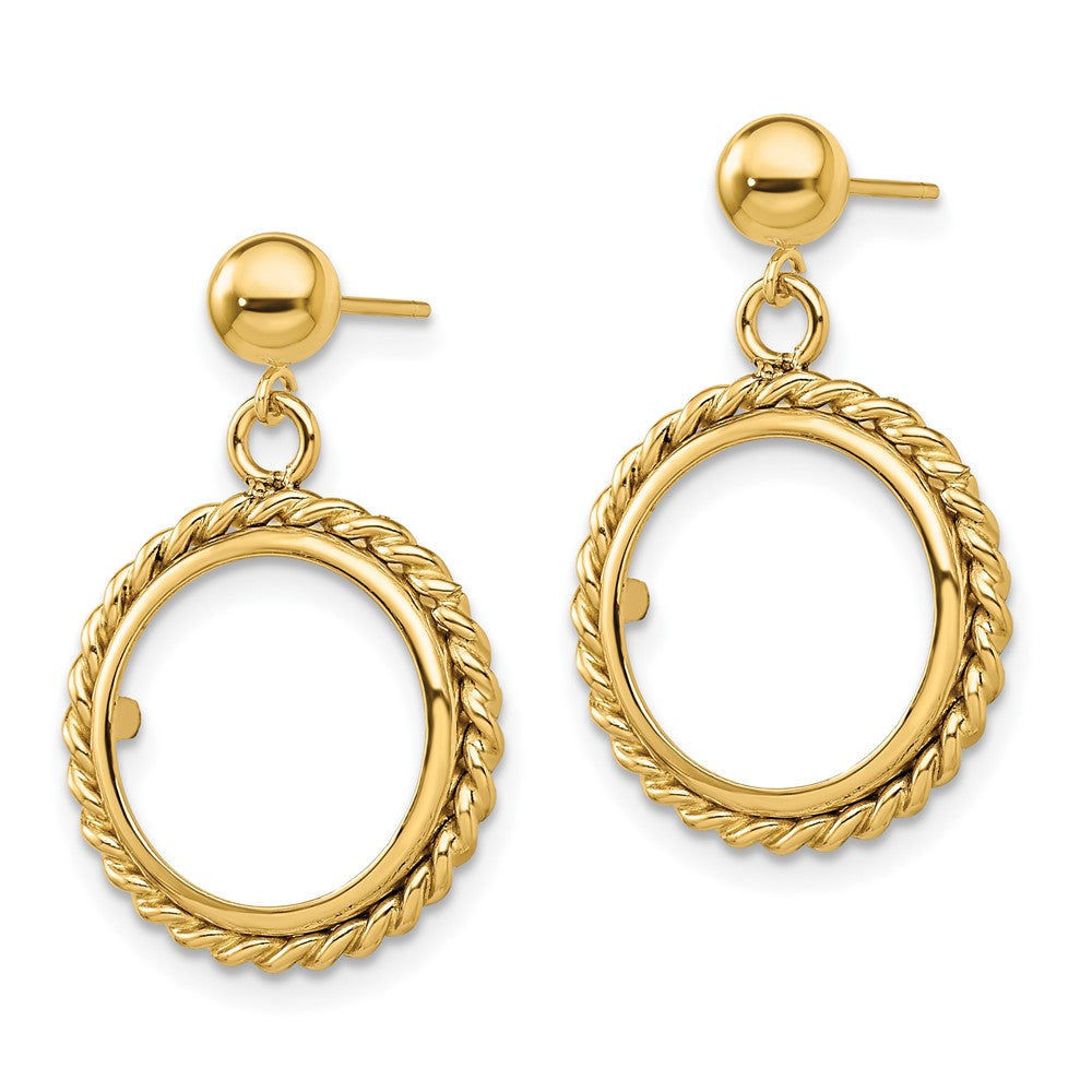 FJC Finejewelers 14 kt Yellow Gold Twisted Wire 14mm Prong Coin Bezel Post Dangle Earrings
