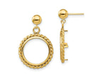 FJC Finejewelers 14 kt Yellow Gold Twisted Wire 14mm Prong Coin Bezel Post Dangle Earrings