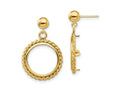 FJC Finejewelers 14 kt Yellow Gold Twisted Wire 14mm Prong Coin Bezel Post Dangle Earrings