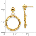 FJC Finejewelers 14 kt Yellow Gold Twisted Wire 15mm Prong Coin Bezel Post Dangle Earrings