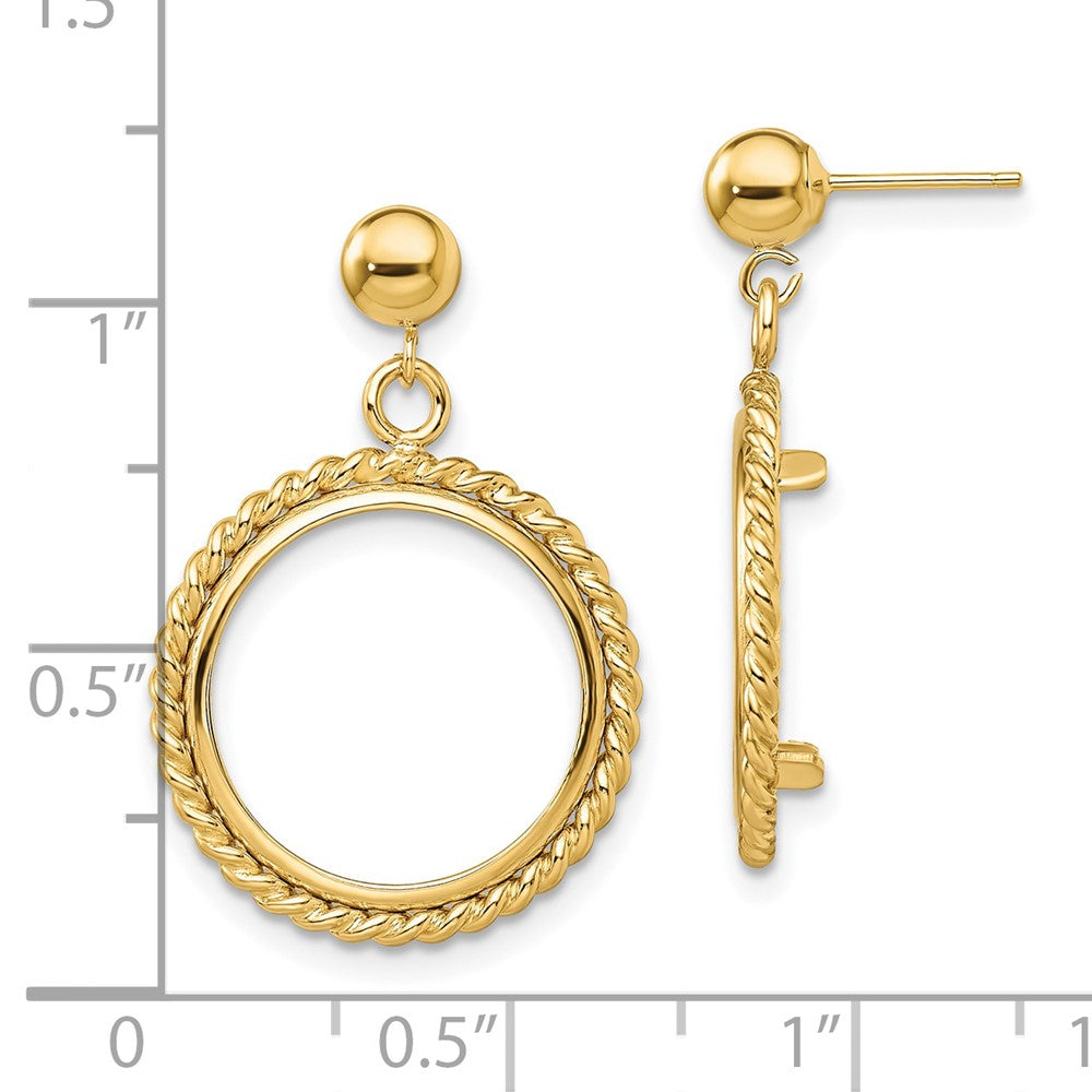 FJC Finejewelers 14 kt Yellow Gold Twisted Wire 16mm Prong Coin Bezel Post Dangle Earrings