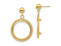 FJC Finejewelers 14 kt Yellow Gold Twisted Wire 16mm Prong Coin Bezel Post Dangle Earrings