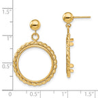 FJC Finejewelers 14 kt Yellow Gold Twisted Wire 16.5mm Prong Coin Bezel Post Dangle Earrings 29 x 20 mm