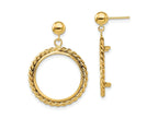 FJC Finejewelers 14 kt Yellow Gold Twisted Wire 17.8mm Prong Coin Bezel Post Dangle Earrings 31 x 21 mm