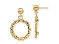 FJC Finejewelers 14 kt Yellow Gold Rope 13.0mm Coin Prong Bezel Post Dangle Earrings 26 x 17 mm