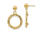 FJC Finejewelers 14 kt Yellow Gold Rope 13.0mm Coin Prong Bezel Post Dangle Earrings 26 x 17 mm