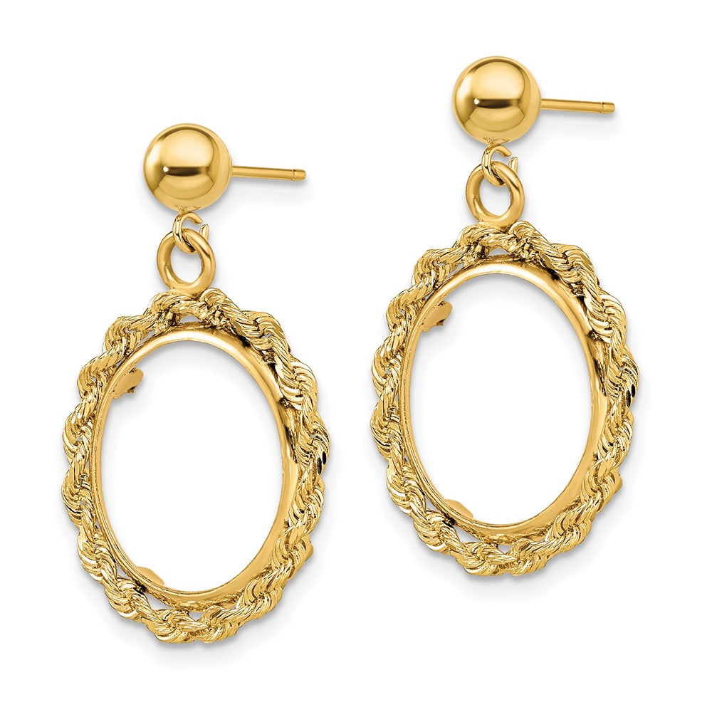 FJC Finejewelers 14 kt Yellow Gold Rope 15.0mm Coin Prong Bezel Post Dangle Earrings 28 x 19 mm