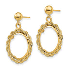 FJC Finejewelers 14 kt Yellow Gold Rope 15.0mm Coin Prong Bezel Post Dangle Earrings 28 x 19 mm
