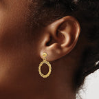 FJC Finejewelers 14 kt Yellow Gold Rope 15.0mm Coin Prong Bezel Post Dangle Earrings 28 x 19 mm