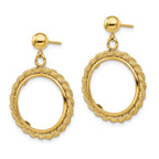 FJC Finejewelers 14 kt Yellow Gold Rope 17.8mm Coin Prong Bezel Post Dangle Earrings 31 x 21 mm
