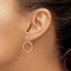 FJC Finejewelers 14 kt Yellow Gold Rope 17.8mm Coin Prong Bezel Post Dangle Earrings 31 x 21 mm
