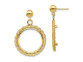 FJC Finejewelers 14 kt Yellow Gold Rope 17.8mm Coin Prong Bezel Post Dangle Earrings 31 x 21 mm