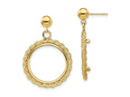 FJC Finejewelers 14 kt Yellow Gold Rope 17.8mm Coin Prong Bezel Post Dangle Earrings 31 x 21 mm