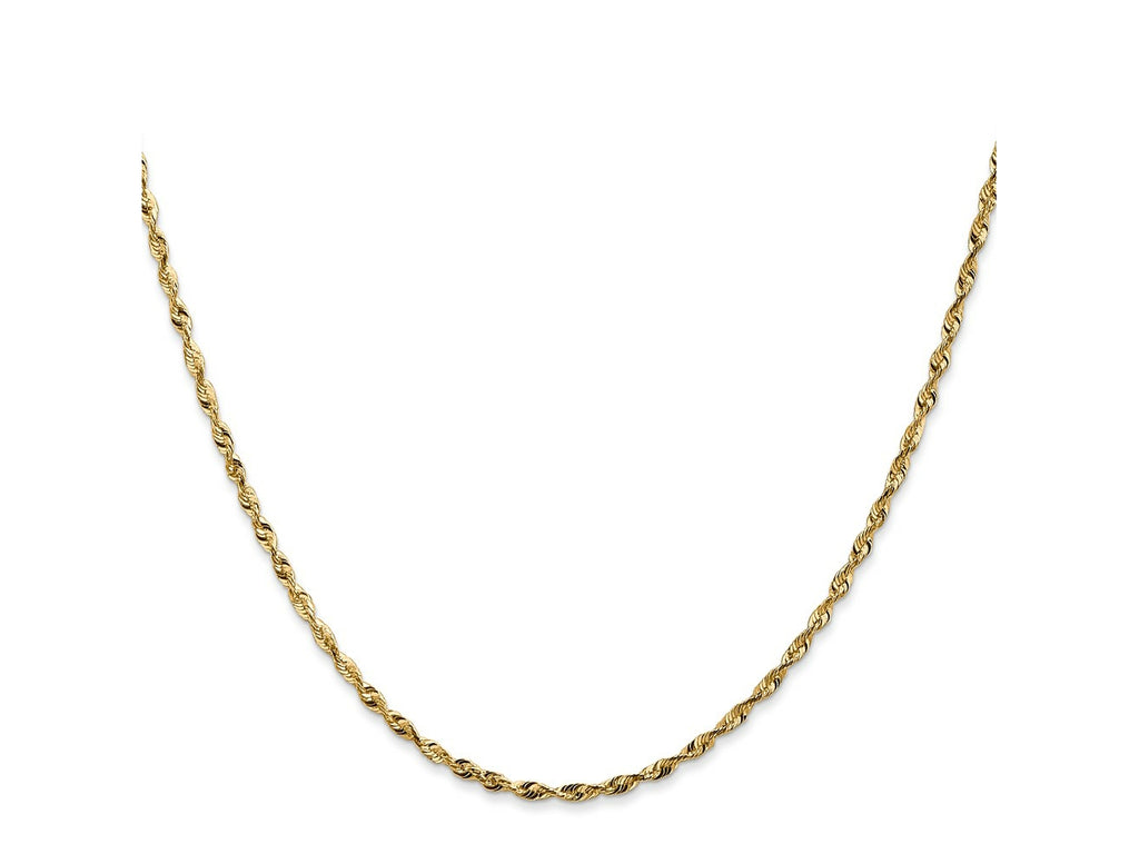 FJC Finejewelers 14 kt Yellow Gold Extra-Light Bright Cut Rope Chain 22 Inches x 1.8 mm
