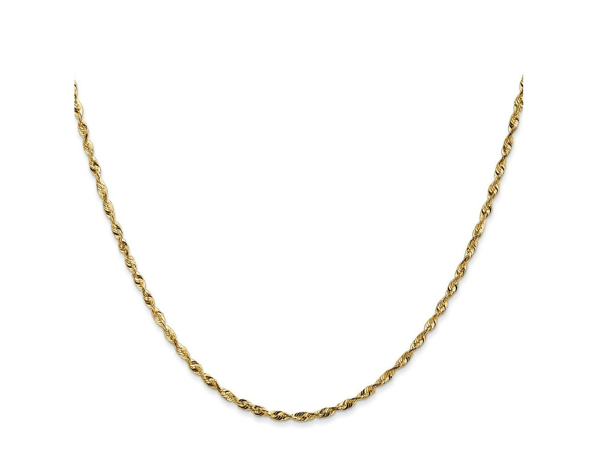 FJC Finejewelers 14 kt Yellow Gold Extra-Light Bright Cut Rope Chain 22 Inches x 1.8 mm