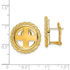 FJC Finejewelers 14 kt Yellow Gold Button 2mm H M Rope 16.5mm Prong Coin Bezel Omega Post Earrings 21 mm