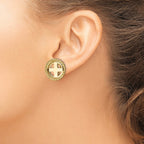 FJC Finejewelers 14 kt Yellow Gold Button 2mm H M Rope 16.5mm Prong Coin Bezel Omega Post Earrings 21 mm