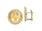 FJC Finejewelers 14 kt Yellow Gold Button 2mm H M Rope 16.5mm Prong Coin Bezel Omega Post Earrings 21 mm