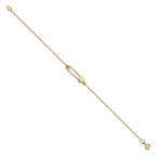 FJC Finejewelers 14 kt Yellow Gold Safety Pin with Heart Bracelet