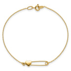 FJC Finejewelers 14 kt Yellow Gold Safety Pin with Heart Bracelet