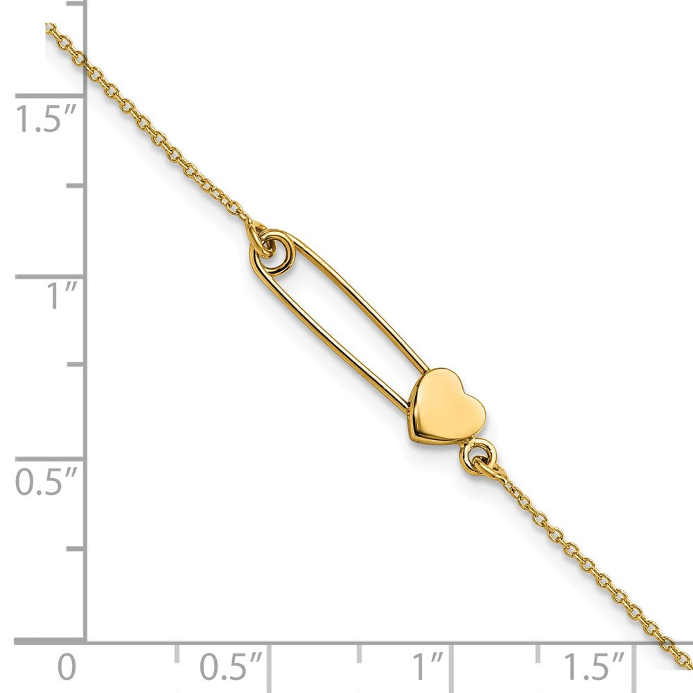 FJC Finejewelers 14 kt Yellow Gold Safety Pin with Heart Bracelet