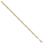 FJC Finejewelers 14 kt Two Tone Gold Polished Bright Cut Heart 7.5in Bracelet