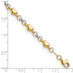 FJC Finejewelers 14 kt Two Tone Gold Polished Bright Cut Heart 7.5in Bracelet