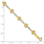 FJC Finejewelers 14 kt Two Tone Gold Two Tone Bright Cut Heart Link Bracelet