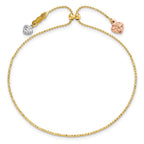 FJC Finejewelers 14 kt Tri Color Gold Tri-color Bright Cut Heart Adjustable Bracelet