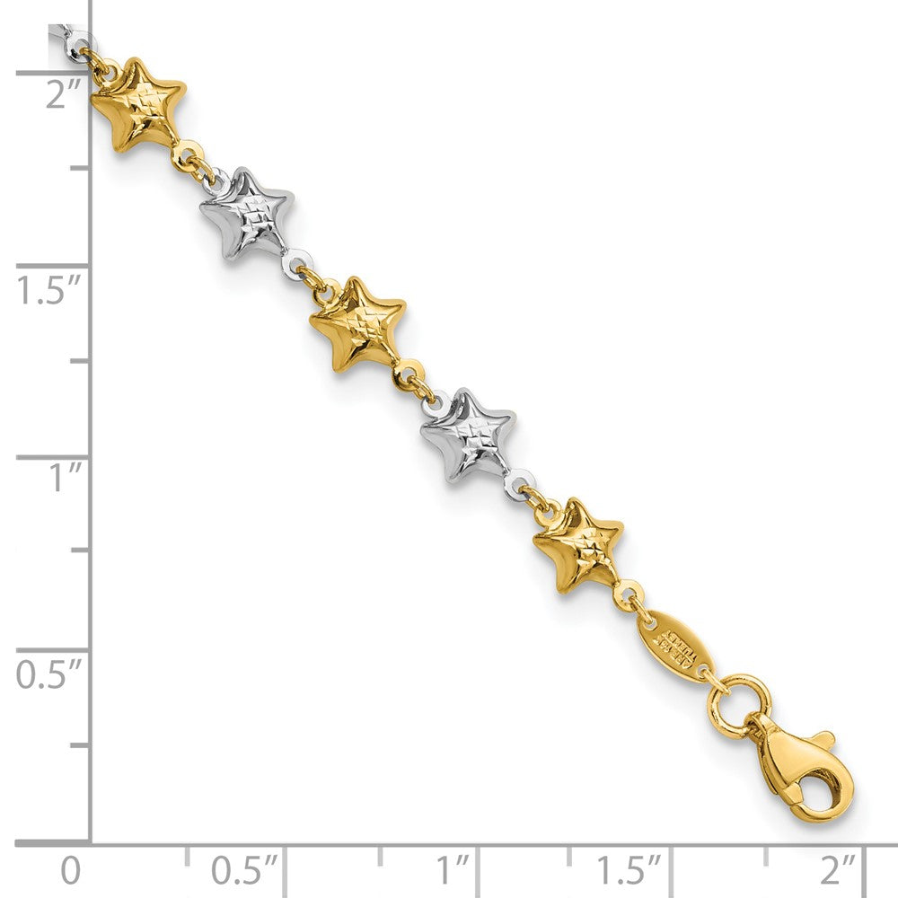 FJC Finejewelers 14 kt Two Tone Gold Puffed Star Bracelet