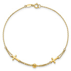 FJC Finejewelers 14 kt Yellow Gold Polished Double Strand Cross 7.5in Bracelet