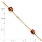 FJC Finejewelers 14 kt Yellow Gold Polished Enameled Ladybugs 6.5in with .75in ext. Bracelet