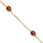FJC Finejewelers 14 kt Yellow Gold Polished Enameled Ladybugs 6.5in with .75in ext. Bracelet