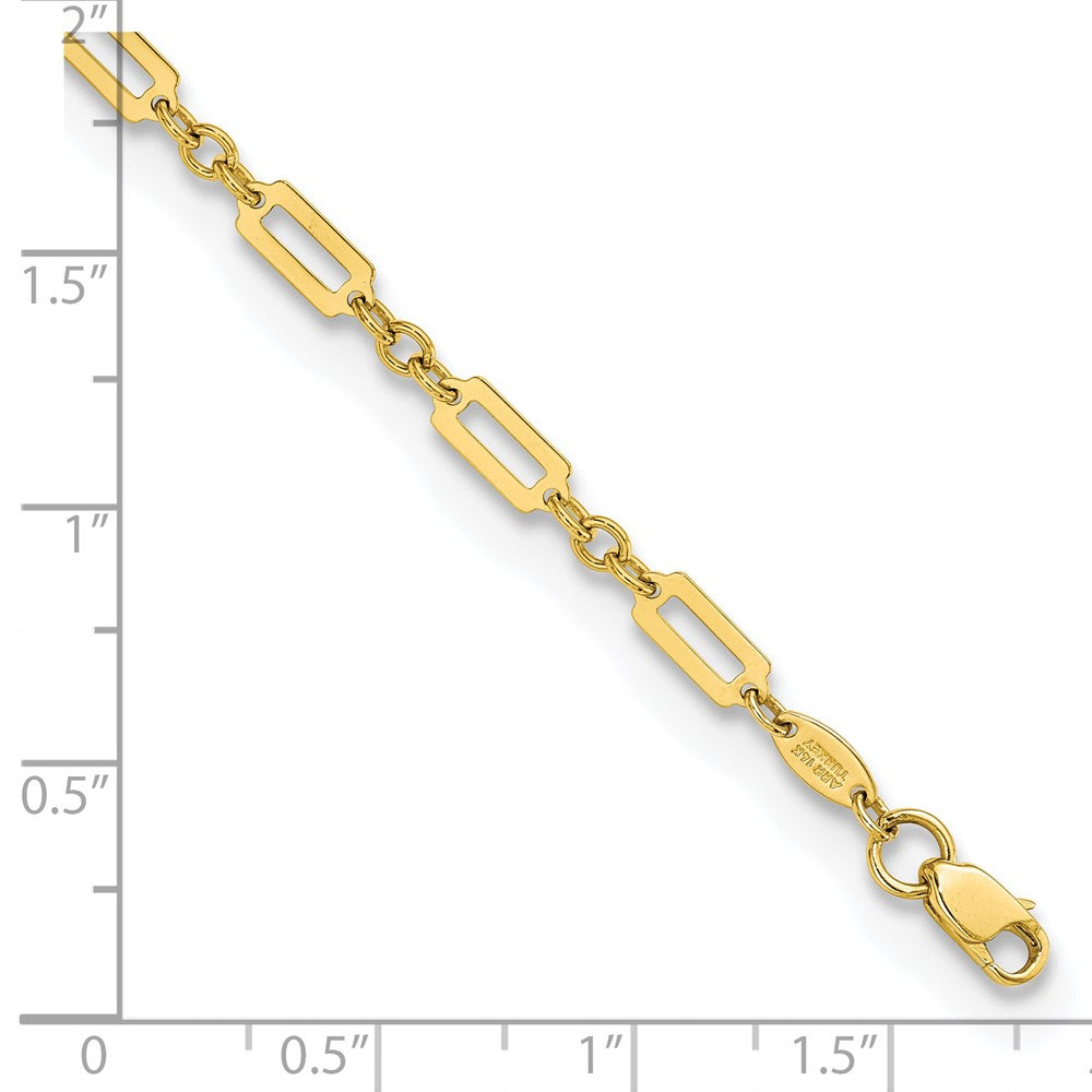 FJC Finejewelers 14 kt Yellow Gold Polished Fancy Rectangle Link 7.5in Bracelet 7.5 Inches