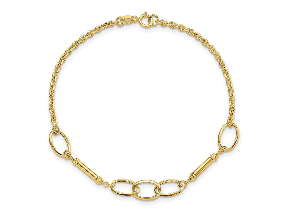FJC Finejewelers 14 kt Yellow Gold Fancy Polished Bars and Links Bracelet 7.5 Inches