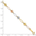 FJC Finejewelers 14 kt Tri Color Gold Tri-Color Bright Cut Beads Link Bracelet 7 Inches x 5 mm