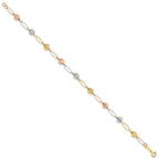 FJC Finejewelers 14 kt Tri Color Gold Tri-Color Bright Cut Beads Link Bracelet 7 Inches x 5 mm