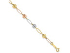 FJC Finejewelers 14 kt Tri Color Gold Tri-Color Bright Cut Beads Link Bracelet 7 Inches x 5 mm