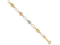 FJC Finejewelers 14 kt Tri Color Gold Tri-Color Bright Cut Beads Link Bracelet 7 Inches x 5 mm