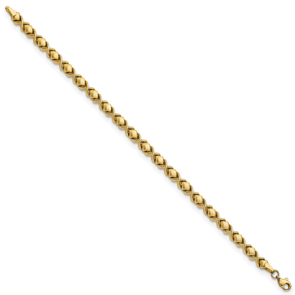 FJC Finejewelers 14 kt Yellow Gold Fancy Brushed and Polished Stampato 7.5in Bracelet 7.5 Inches
