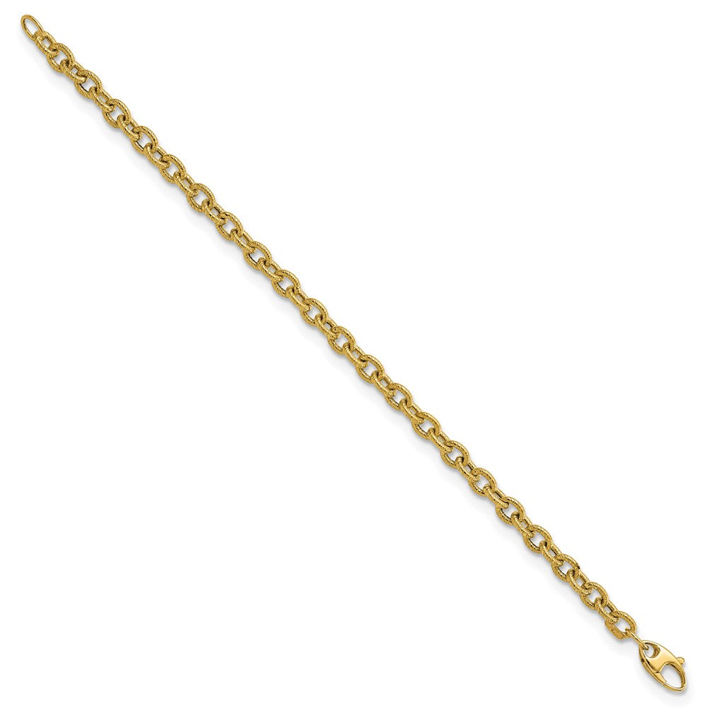 FJC Finejewelers 14 kt Yellow Gold Fancy Polished and Textured Cable Link 7.5in Bracelet 7.5 Inches