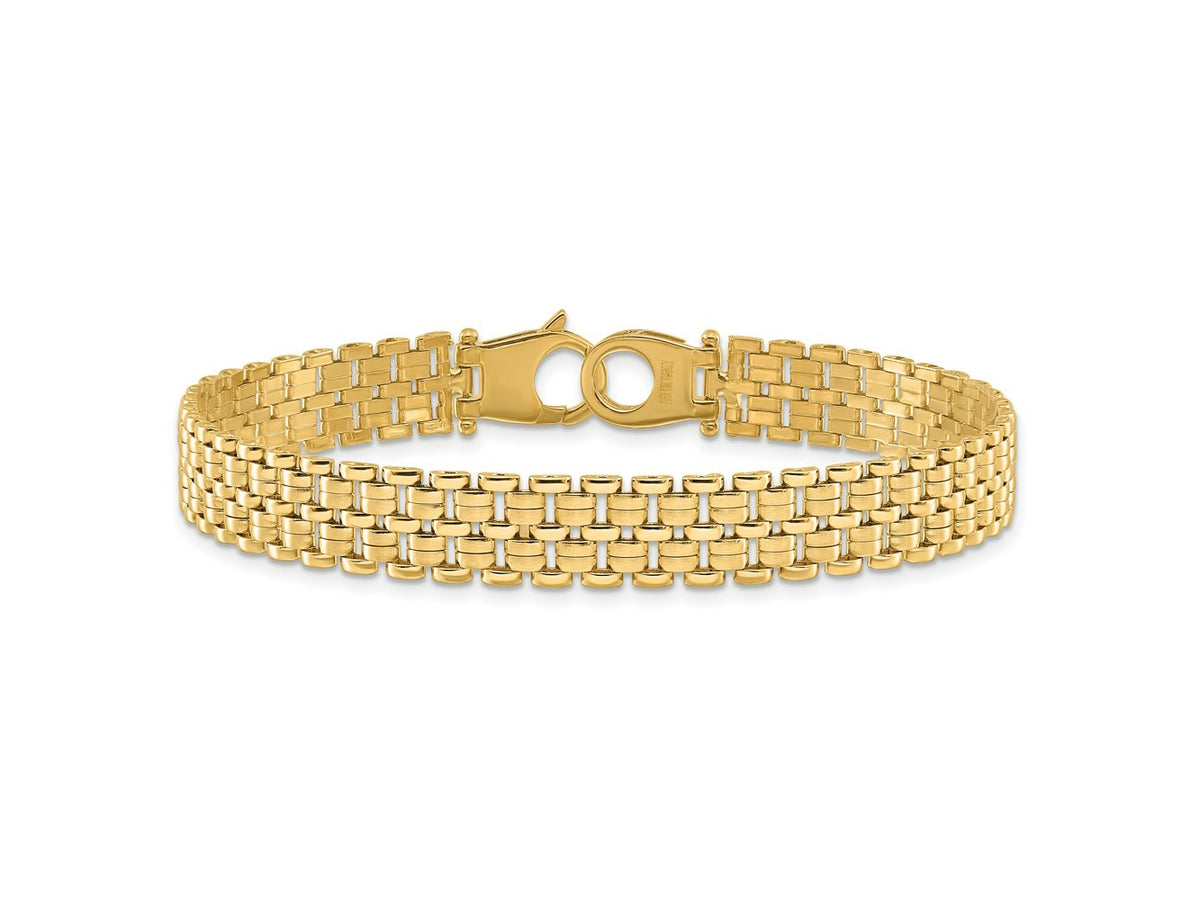 FJC Finejewelers 14 kt Yellow Gold Fancy Brushed and Basket Weave Pattern 7.5in Bracelet 7.5 Inches