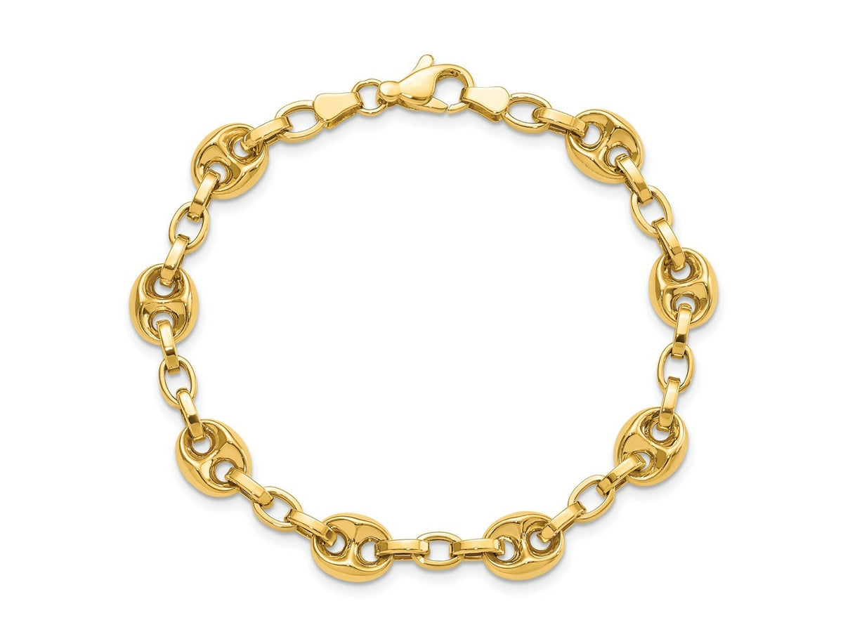 FJC Finejewelers 14 kt Yellow Gold Polished Fancy Link 7.75in Bracelet 7.75 Inches