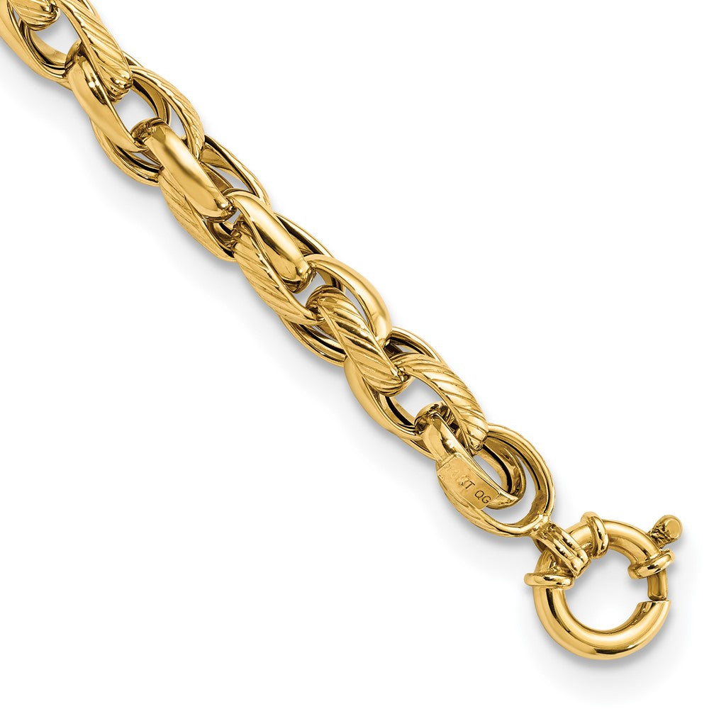 FJC Finejewelers 14 kt Yellow Gold Polished and Textured Link 7.5in Bracelet 7.5 Inches x 7.31 mm