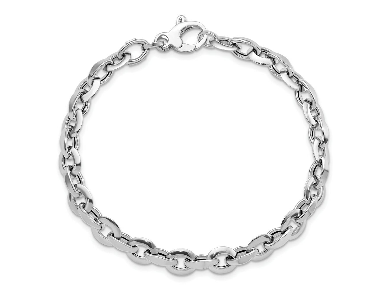 FJC Finejewelers 14 kt White Gold White Polished Fancy Link Bracelet 7.75 Inches x 7 mm