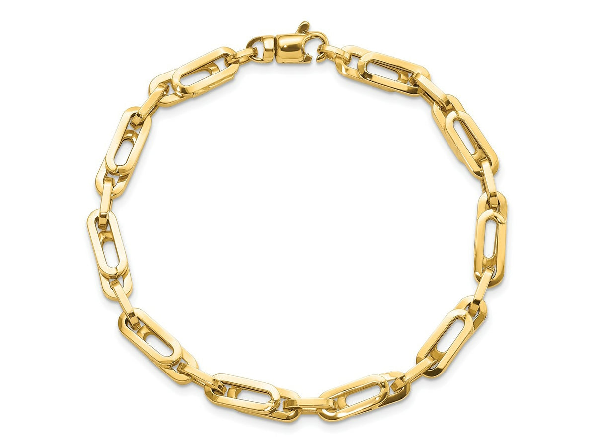 FJC Finejewelers 14 kt Yellow Gold Polished Fancy Link Mens Bracelet 8 Inches x 5.2 mm